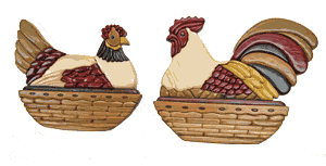 Folk Chickens Intarsia Pair Plan