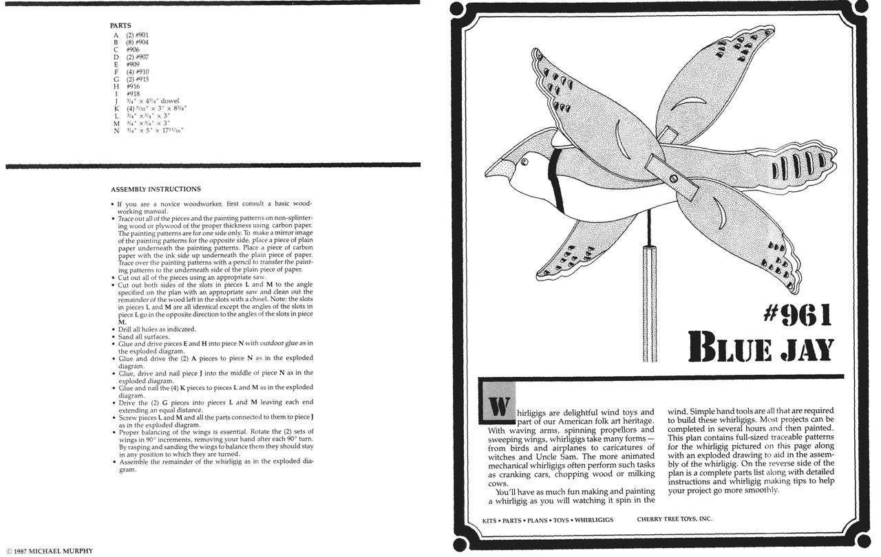 Blue Jay Whirligig Plan - Cherry Tree Toys