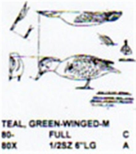 Green Winged Teal Feeding/Head Down & Forward Carving Pattern - Cherry Tree Toys