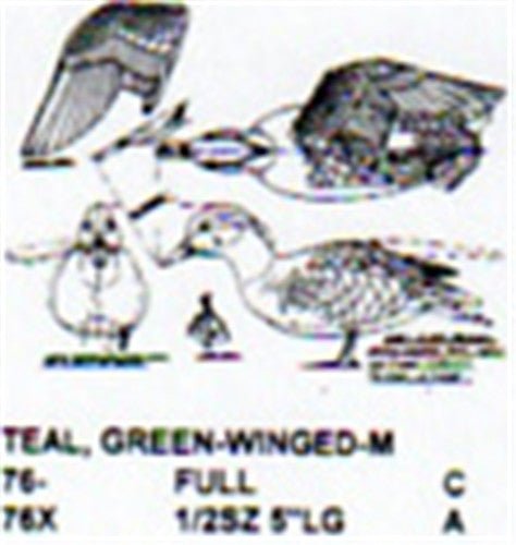 Green Winged Teal Leg & Wing Stretch Carving Pattern - Cherry Tree Toys