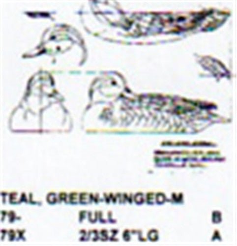 Green Winged Teal On Water/Head Back Carving Pattern - Cherry Tree Toys