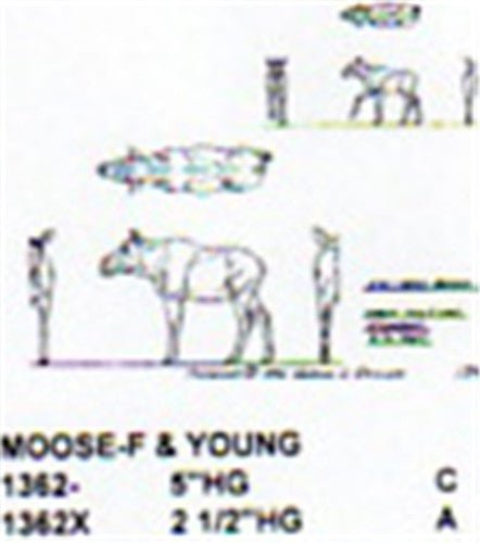 Moose Female Standing with Young 2 1/2" High - Cherry Tree Toys