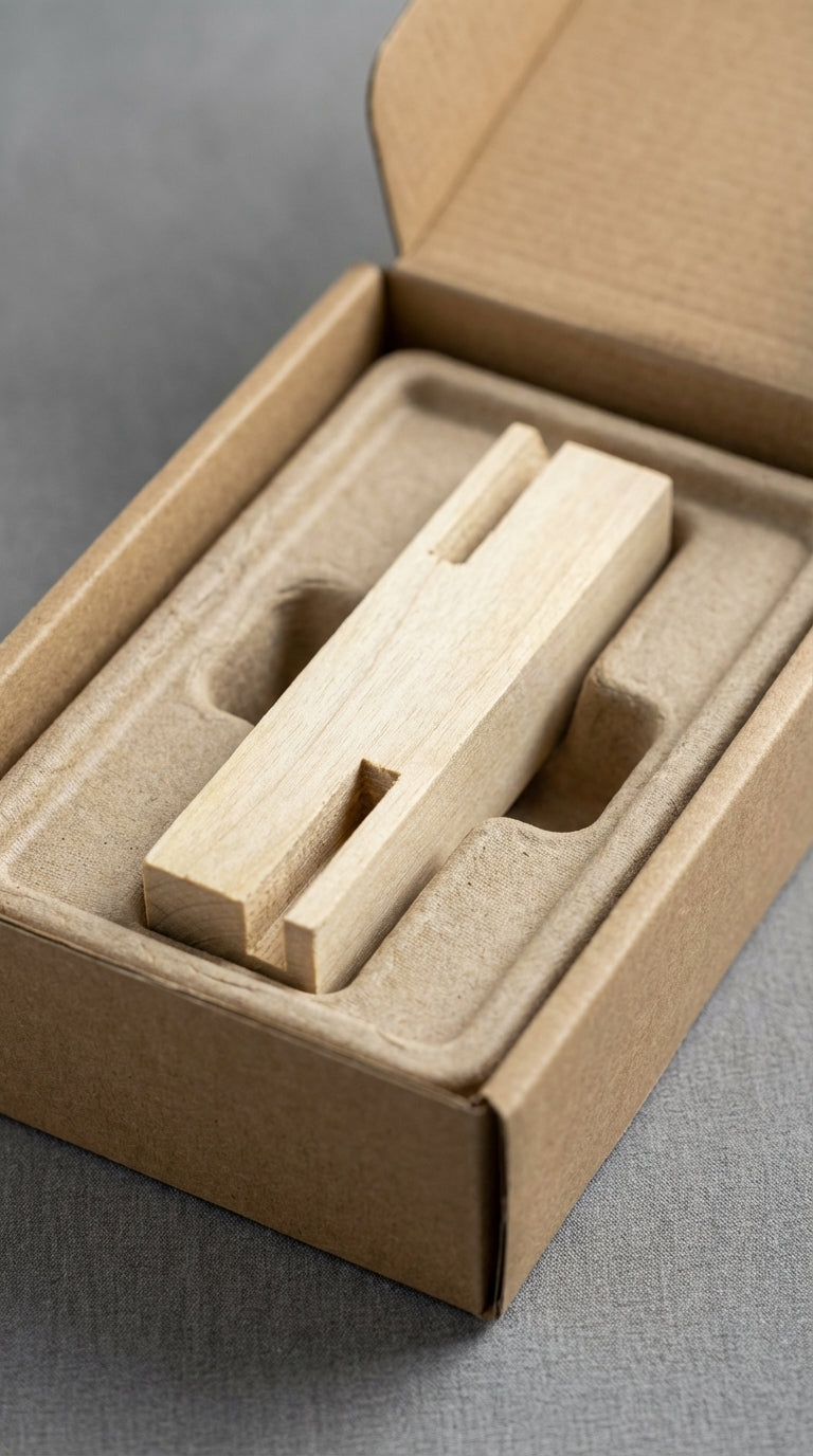 Whirligig hub in a cardboard box on a gray surface