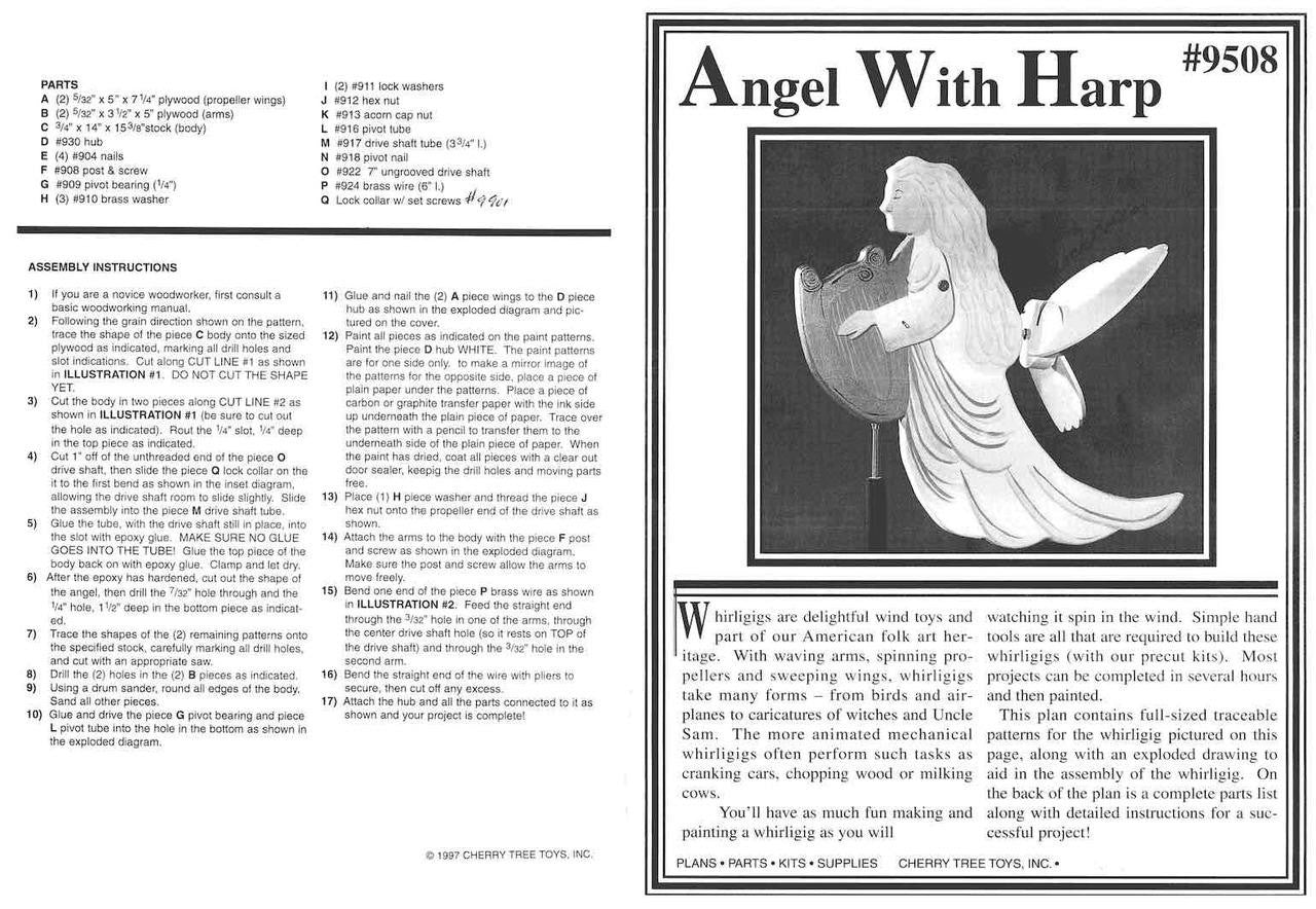 Angel with Harp Whirligig Plan - Cherry Tree Toys