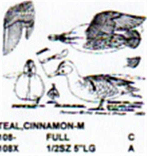 Cinnamon Teal Male Leg & Wing Stretch Carving Pattern - Cherry Tree Toys