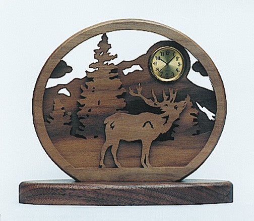 Elk In Forest Clock Scroll Saw Pattern - Cherry Tree Toys