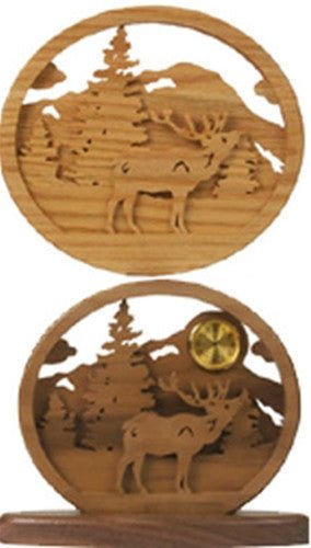 Elk In Forest Clock Scroll Saw Pattern - Cherry Tree Toys