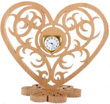 Fancy Heart Scroll Saw Clock Pattern - Cherry Tree Toys