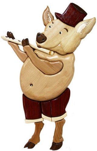 Flute Playing Pig Intarsia Plan - Cherry Tree Toys