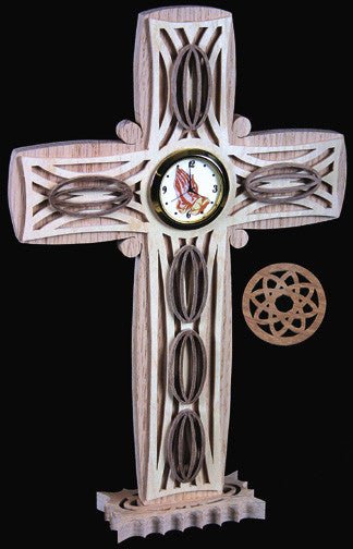 Fretwork Cross Clock Pattern - Cherry Tree Toys