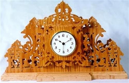 Fretwork Mantel Scroll Saw Clock Plan - Cherry Tree Toys