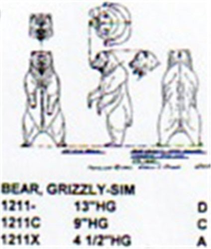 Grizzly Bear Standing - Hind Legs 13" High - Cherry Tree Toys