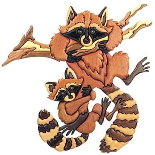 Mom and Baby Raccoon Intarsia Plan - Cherry Tree Toys