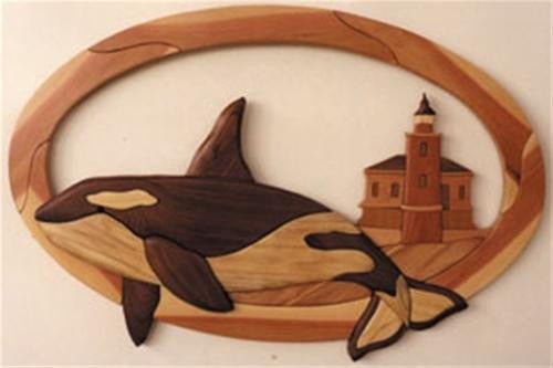 Orca with Lighthouse Intarsia Plan - Cherry Tree Toys