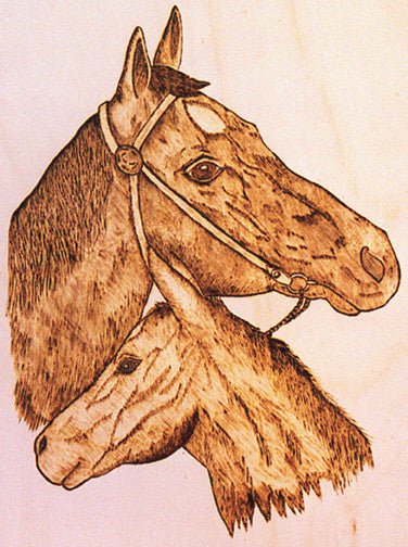 Two Horses Woodburning Pattern - Cherry Tree Toys