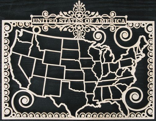 USA Map Scroll Saw Pattern - Cherry Tree Toys